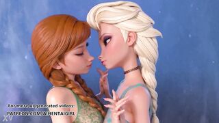 Frozen Ana And Elsa Cosplay Uncensored Hentai AI Generated Lesbian