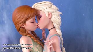 Frozen Ana And Elsa Cosplay Uncensored Hentai AI Generated Lesbian