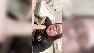 Bathroom blowjob