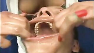 Lesbian Mouth Fist - Lesbian Mouth Fisting for Slave - Lesbian Porn Videos